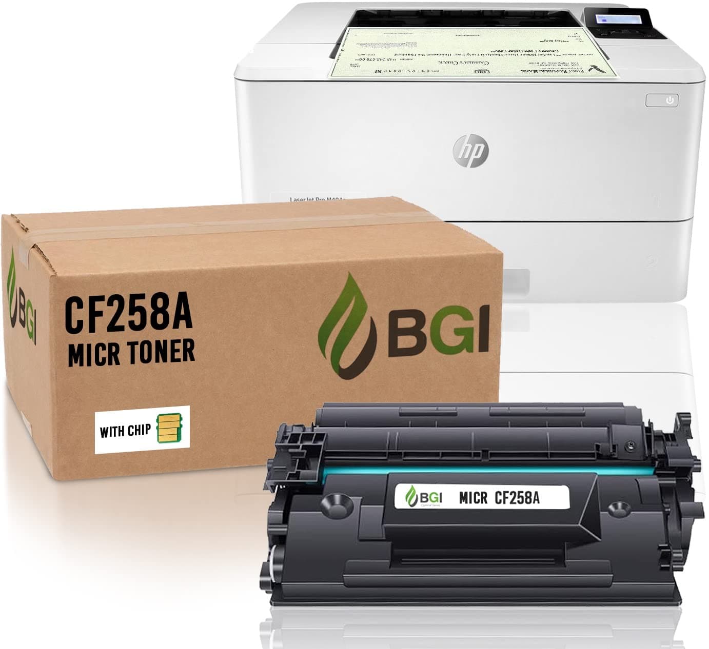 BGI M404n Check Printing Bundle Includes 1 Printer and 1 Preinstalled BGI Compatible CF258A 58A MICR Toner Magnetic Ink Cartridge | 2 Items