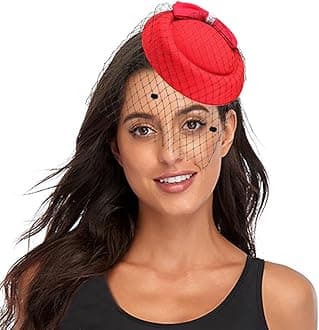 CizoeFascinator Hats for Women 20s 50s Vintage Pillbox Hat Kentucky Derby Fascinators Flower Veil Wedding Tea Party Hat