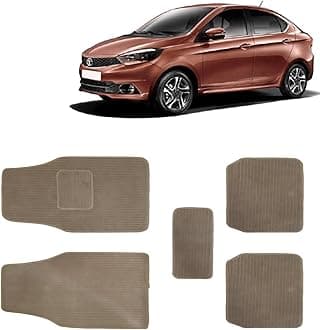 Kingsway Carpet Style Universal Car Mats for Tata Tigor, 2017 Onwards Model, Beige Color Anti Slip Car Floor Foot Mats, Complete Set of 5 Piece, Premium Series