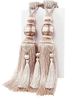 1 Pair 73cm Large Tiebacks Rope for Heavy Curtain,Tassel Tiebacks Holdbacks for Window Drape,Beige