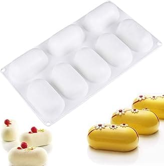OCPO KITCHEN Pillow Silicone Mold for Baking Mousse Cake, 3D Silicone Baking Mold for Baking Cakes, French Dessert Mold for Pastry Chocolate, Cake Decoration Mold, 3D Pillow Shape (8-Cavity)