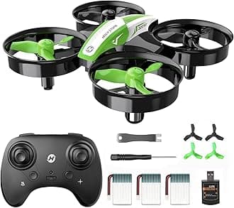 HS210 Kids Mini Drone for Beginners Adults, Indoor Outdoor RC Toy Quadcopter Plane for Boys Girls with Auto Hover, 3D Flip, 3 Batteries & Headless Mode, Great Toddler Gift, Green