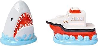 Silver Buffalo Jaws Shark Breach and Orca 2pc Ceramic Salt and Pepper Shaker
