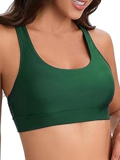 Danga bayWomen Racerback Sports Swim Bra High Neck Bikini Tops Black Workout Bathing Suit Padded Tops Only