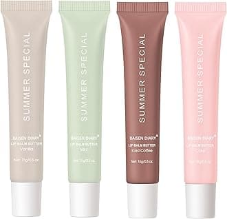 BAISEN DIARY 4 PCS Summer Special Lip Butter Balm - Ultra-Hydrating, Nourishing Lip Care with Natural Ingredients, Shea Butter & Olive Oil, Soothes & Softens Dry Lips (4PCS, 0.5 Fl Oz (Pack of 4))
