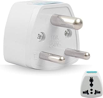 Hi-Plasst India Converter Plug 3Pin (Pack of 1) - World Travel Adapter for USA, UK, Canada, Europe to India - Type D Adaptor Plug Socket for Foreign Devices in India
