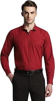 Peter EnglandMen's Micro-Checkered Formal Slim Fit Full Sleeve Shirt | Cotton Rich