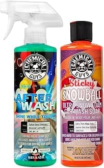 Chemical Guys CWS21516A Car Wash, Dry & Shine Bundle - Sticky Snowball Ultra Snow Foam Car Wash Soap, 16 Oz + After Wash Gloss Boosting Drying Aid (16 oz) (2 Items) Works on Cars, Trucks, SUVs