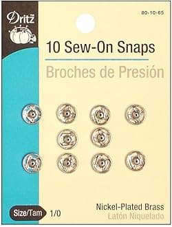 Dritz Sew-On Snaps, Nickel-Plated Brass, Size 1/0
