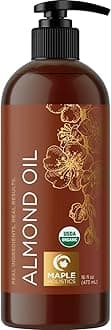 (Organic Almond Oil, 473ml (Pack of 1)) - Pure Organic Sweet Almond Oil - Organic Almond Oil for Hair Skin and Nails and Moisturising Organic Body Oil for Women and Men - Sweet Almond Oil for Skin ...