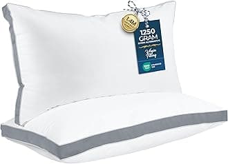 Bed Pillows for Sleeping King Size (Grey), Set of 2, Soft & Fluffy Pillow with Down Alternative Filling, Cooling, Hotel Quality, Gusseted Pillow for Back, Stomach or Side Sleepers