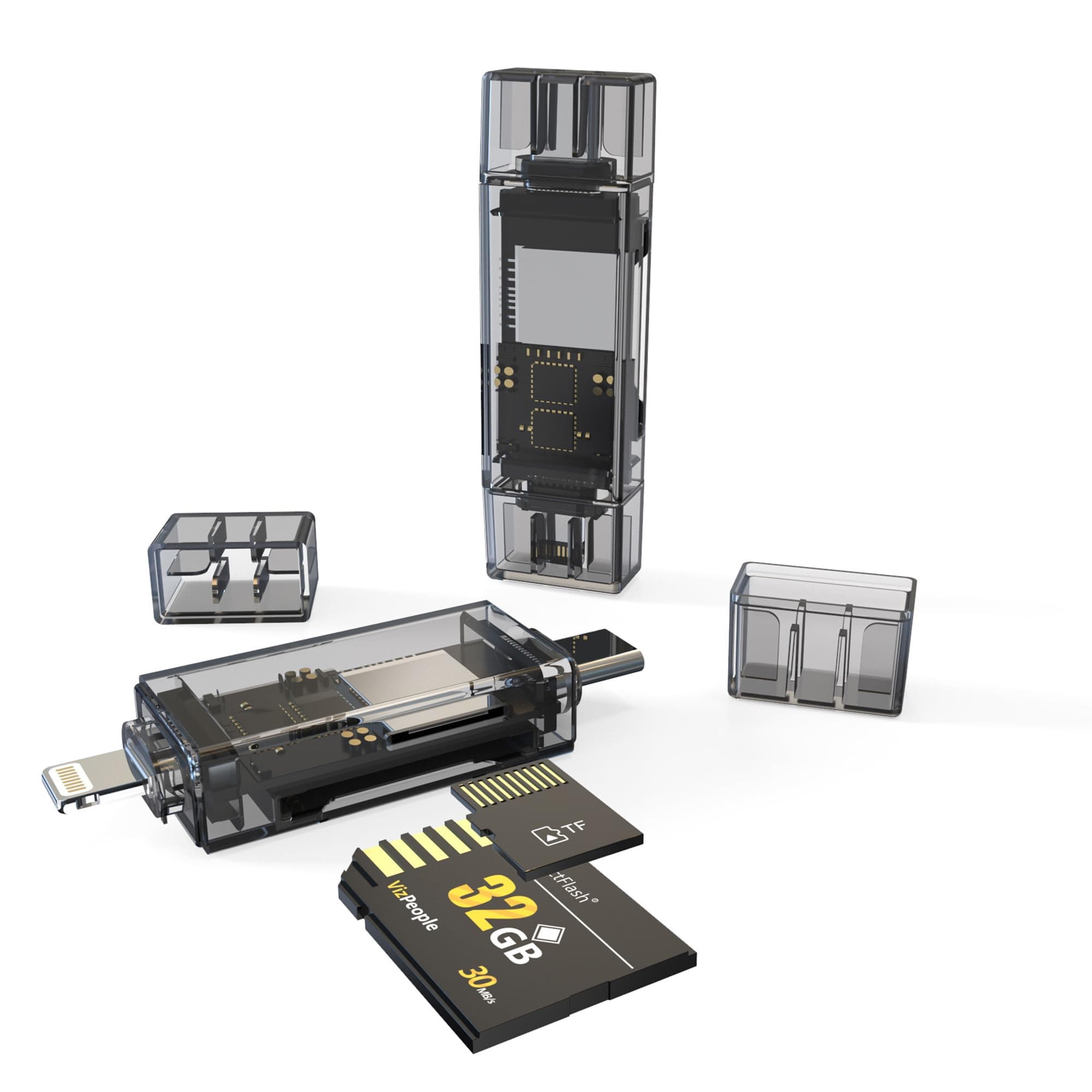 SD Card Reader,2 in 1 Type C and USB 3.0 OTG Dual Slot, Super Speed Memory Card Adapter, Compatible for SD-3C SD Micro SD TF SDXC SDHC MMC RS -MMC Micro SDXC Micro SDHC UHS -I