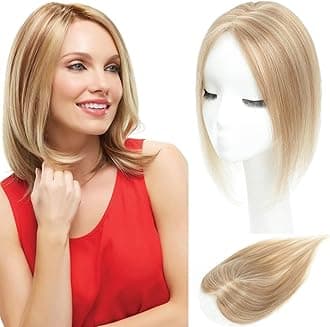 Hair Toppers for Women Real Human Hair,Hairs Toppers for Women No Bangs Top Hairs Extensions/Pieces for Thinning Haisr Lace Base 12 inch