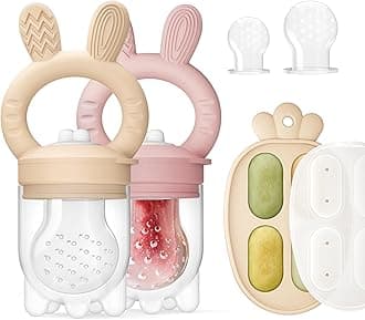 ChooKaChoo 2 Packs Baby Fruit Feeder & Mini Freezer with Nibble Tray, Push Pop Baby Food Feeder to Safely Introduce New Foods