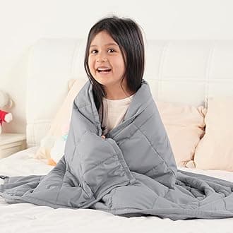 Topblan 5 lb Weighted Blanket, 36" x 48" Small Heavy Lap Blanket, Soft Microfiber, Glass Bead Filling for Calming, Washable, Grey