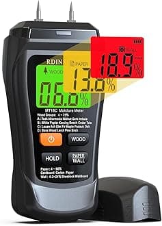 RDINSCOS Moisture Meter Pin Type Wood Moisture Meter Masonry with Colour LCD Display Moisture Meter Detector Moisture Meter for Walls, Firewood, Wood, Building Materials