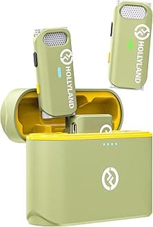 Hollyland Lark M1 Wireless Lavalier Microphone with Noise Cancellation, 656ft Transmission,8H Battery Life, Compact Wireless Lapel Microphone for DSLR Cameras/iPhone/Android/Live Streaming-Light Green