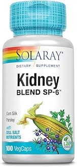 Solaray Kidney Blend SP-6 - Herbal Support Supplement for Women & Men w/ Uva Ursi, Parsley, Juniper, Corn Silk & Cell Salt Nutrients to Help Support Health & Wellness, Non-GMO - 100 Vegan Capsules