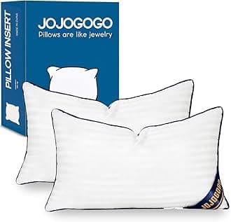 JOJOGOGO 14x22 Indoor Lumbar Pillow Inserts Set of 2, 14 x 22 White Decorative Pillow Inserts for Couch Living Room Bad and Sofa Synthetic Down Alternative Indoor Decor Lumbar Pillows
