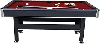 Spartan 6-ft Pool Table with Table Tennis Top - Black with Red Felt