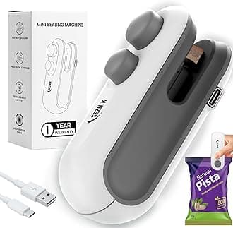 Seznik Portable Mini Sealing Machine, Handheld Packet Sealer for Food, Snacks, Chips, Fresh Storage, Plastic Bags Sealing Machine, 1 YEAR Warranty (Dark White)