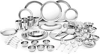 Shri & Sam Stainless Steel Shagun Dinner Set | 50 Pcs Set | Serves 6 People - Solid