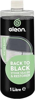– Black Stone Restorer & Sealer | BLACK | 1 Litre | Impregnating Patio Sealer Restores Colour Of Faded Black Limestone, Slate, Marble & Concrete | Interior & Exterior Sealant