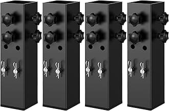 2025 Up Grade 4 Pack Carbon Steel Dorm Bed Riser 2.4" Diameter Metal Bed Riser for Square Wooden Bed Frame, Table Adjustable to 3.2", 5.1" Height (for Bed Leg 2.3-3.1")