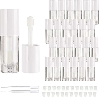 COSIDEA 14pcs Empty 6ml big doe foot wand lip gloss tubes for DIY lipgloss, White round lipgloss containers tubes with thick wand