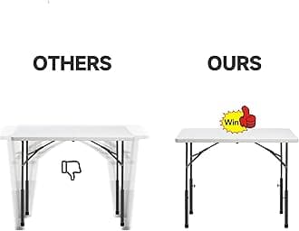 Laowu (4-Pack) Folding Table Leg Extenders, Highly Durable Steel Folding Table Leg Risers, Table Leg Extensions for Straight and Bent Legs, Adjustable Table Height Extenders for Rise 3.6in/5.2in