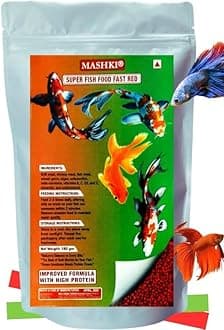 MASHKI 180 Gram Super Fish Food For Tropical Fish And Aquarium Fish For Growth Color & Health Enhancing Formula For All Stages Of Fish Food For Aquarium - Young Adult, Pellet