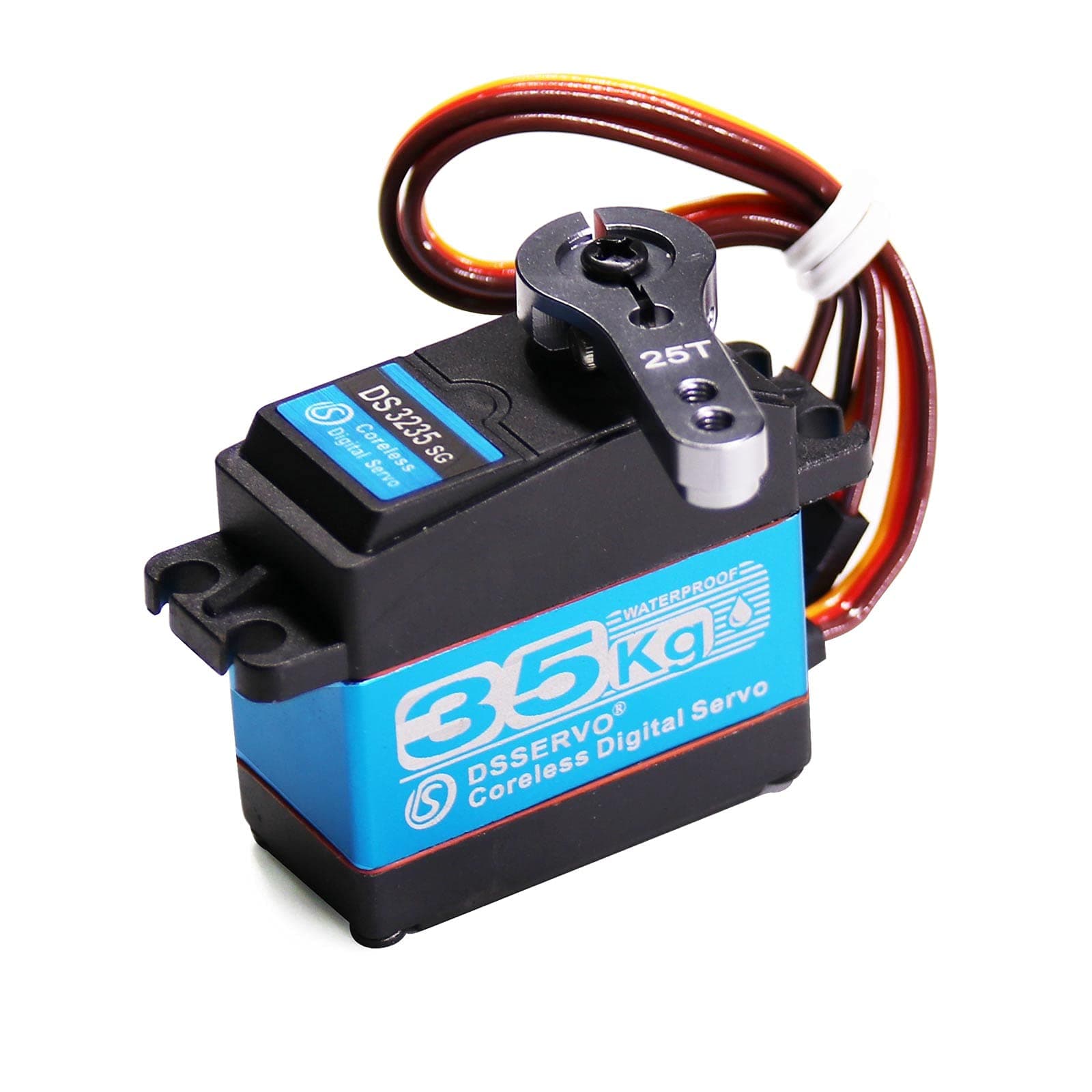 35KG Coreless High Torque Servo,Waterproof Servo Compatible with 1/6,1/8, 1/10, 1/12 Truck, RC Car, Metal Gear Servo with 25T Servo Horn(180°)