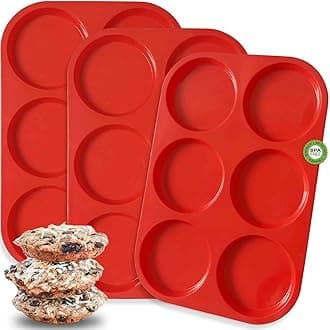 Muffin Top Pan, 4 Inch Silicone Muffin Top Pans for Baking, Perfect for Hamburger Bun, Egg Sandwich Molds, Mini Pie, Egg Muffin, Food Grade and Dishwasher Safe (4 Inch, 3Pcs)