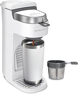 47621 The Scoop Single Serve Coffee Maker & Fast Grounds Brewer for 8-14oz. Cups, Brews in Minutes, Next Gen, White