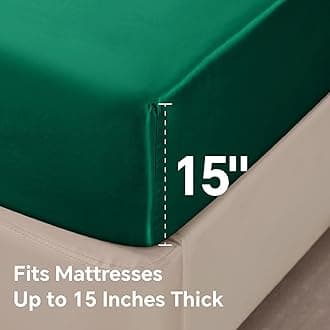 BEDELITE King Size Sheets Set, Luxury Soft Dark Green Satin Sheets for Hair and Skin, Similar to Silk Bed Sheets Set 4 Pieces with 1 Deep Pocket Fitted Sheet, 1 Flat Sheet, and 2 Pillowcases