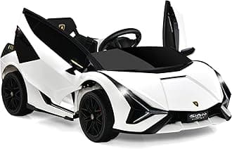 Kids 12V Licensed Lamborghini SIAN Ride On Car, Electric Vehicle for Toddler with Control Remote, Battery Powered Toy with Music, Horn, 2 Speeds, Suspension, LED Lights, Bluetooth, USB (White)