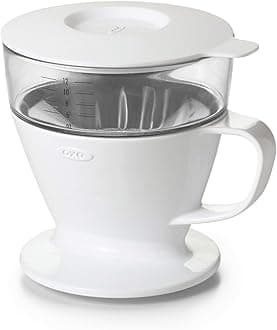 OXO Auto Drip Coffee Maker, 1-2 Cup, 360ml White Trapezoid Filter, Dishwasher & Dryer Safe, Fast & Easy Coffee Dripper