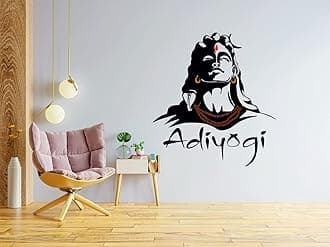 Kaushiki Collection Home Decor Shiv Ji Adiyogi Elegant Wall Art Sticker Poster for Living Bed Room Office Space (Matt Vinyl 50CM X 61 cm)(Desg-03)