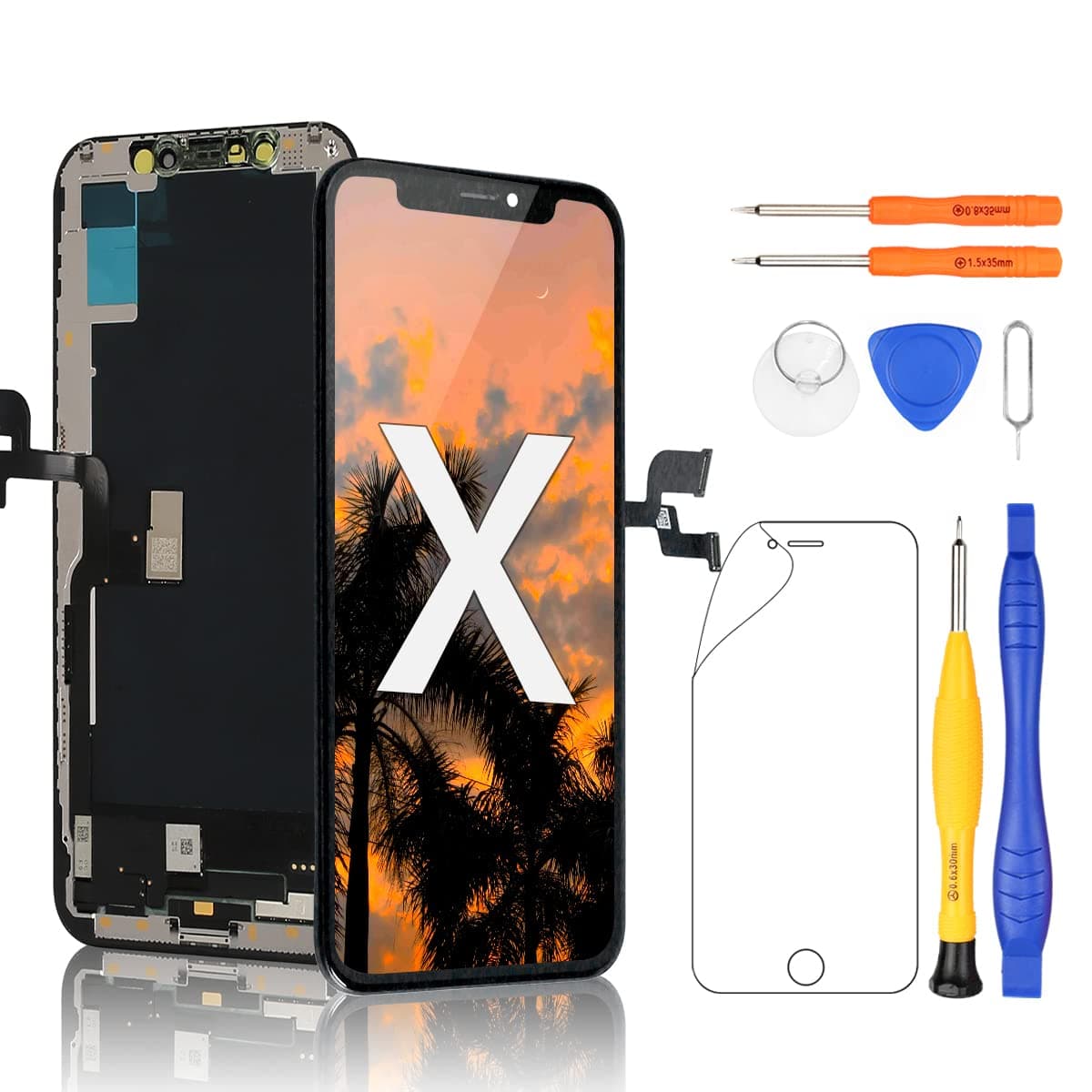 Yodoit For iPhone X Display Pre-Assembled LCD Screen Replacement, Touchscreen Repair Kit Complete with Tool Kit and Frame Compatible with Model A1865, A1901, A1902 (3D Touch Available)