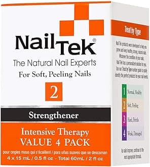 Nail Tek Intensive Therapy 2, Nail Strengthener for Soft and Peeling Nails, 0.5 oz Value 4-Pack