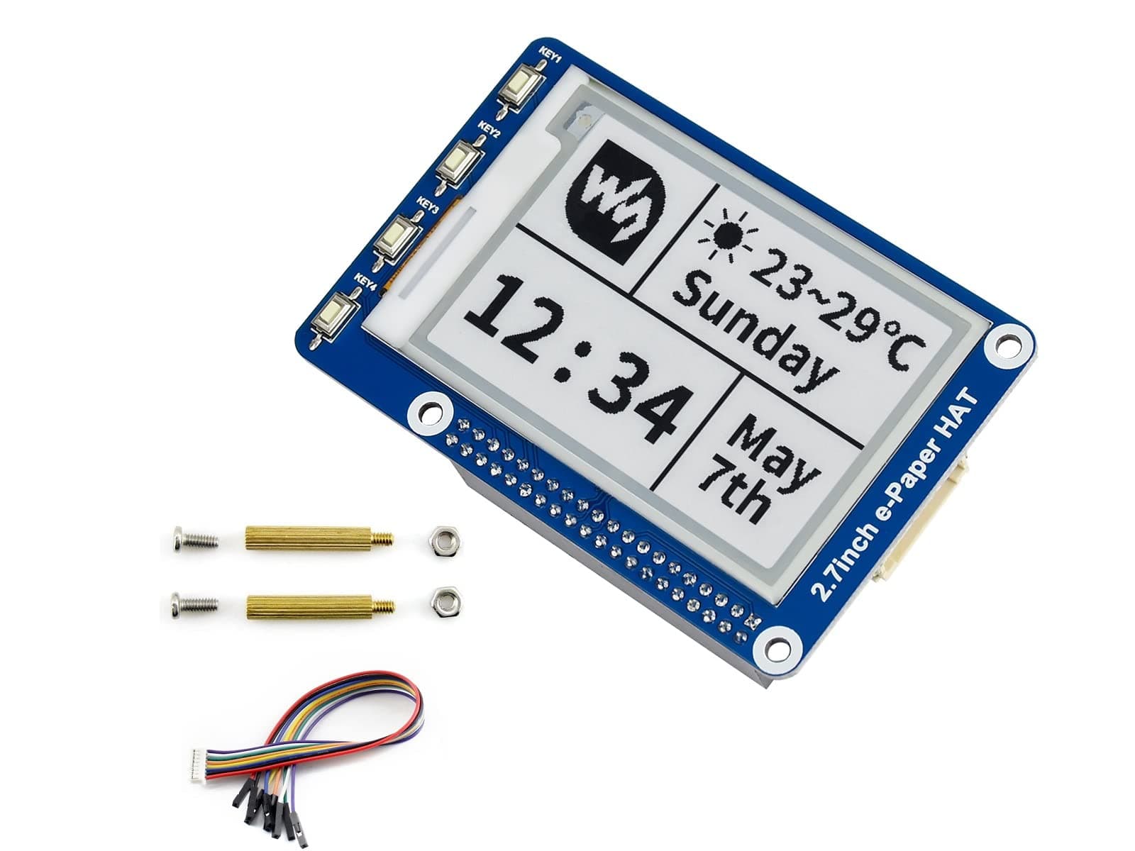 IBest 2.7 inch E-Paper Display Module 264 x 176 Resolution 3.3V/5V Two-Color E-Ink Display Epaper Screen Hat for Raspberry Pi/Jetson Nano/Arduino/Nucleo Support Partial Refresh, SPI Interface