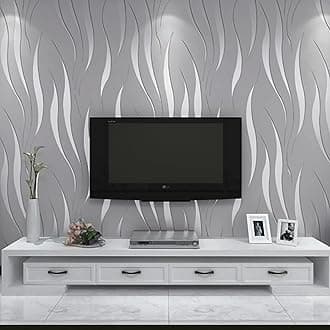 Trafagala Silver Gray Glitter Wallpaper Modern Curves Glitter Non-Woven 3D Abstract Wallpaper Mural Flocking Geometric Striped Wallcoverings for Bedroom Living Room TV Backdrop Hallway