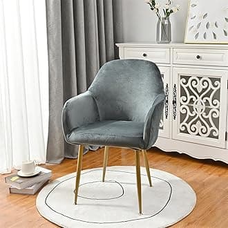 Highdi Soft Velvet Dining Chair Covers Solid Color Stretch Curved Back Chair Slipcovers with Armrest, Vanity Swivel Armchair Cover Removable Washable for Bedroom Party Hotel (Dark Gray,2 PCS)
