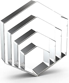 Hexagon Cookie Cutter Set Large - 5 Inch, 4 Inch, 3 Inch, 2 Inch - Honeycomb Geometric Frame Plaque Cookie Cutters Shapes Molds - Stainless Steel