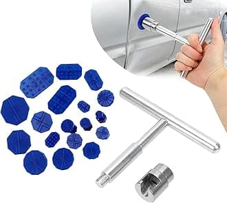 QODOLSI 19 PCS Car Dent Repair Puller, Dent Separator Suction Cup Puller Repair Kit with T-Shape Puller, Paint-Free Body Dent Hail Damage Repair, Universal Accessory for Most Car Models (Blue)