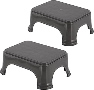 Kuber Industries Pack of 2 Durable Bathroom Stool for Bathing | Comfortable Indoor Machiya for Sitting | Senior Citizens Bath Stool & Adults Patla Chair for Home | Plain P6 - Grey