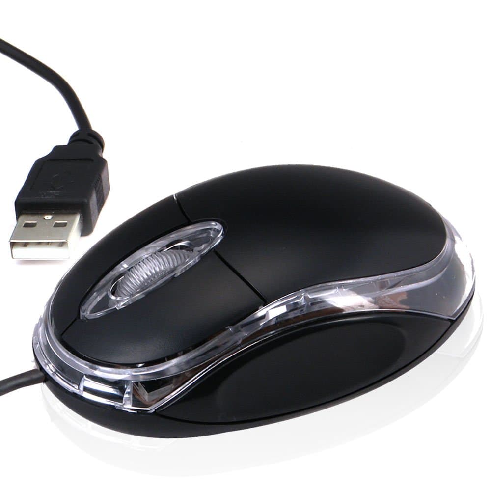 Daffodil Wired Optical Mouse - 3 Button PC Mouse with Scroll Wheel and Internal LED Light - for Laptop/Netbook/Desktop Computers