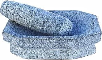 Kalvam Stone Mortar Pestle for Kitchen (8 inch), Grinder for Kitchen, Silbatta for Chutney, Ginger Garlic Crusher, Spice Grinding Khalbatta Stone - Grey