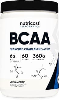 BCAA Powder 2:1:1 (Unflavored, 60 Servings) - Vegetarian, Non-GMO, Gluten Free, Branched Chain Amino Acids