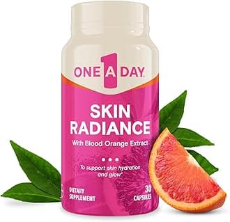 One A Day Skin Radiance, Skin Supplement to Support Hydration & Glow with Blood Orange Extract & Collagen Health with Vitamin C & Vitamin E, 30 Capsules